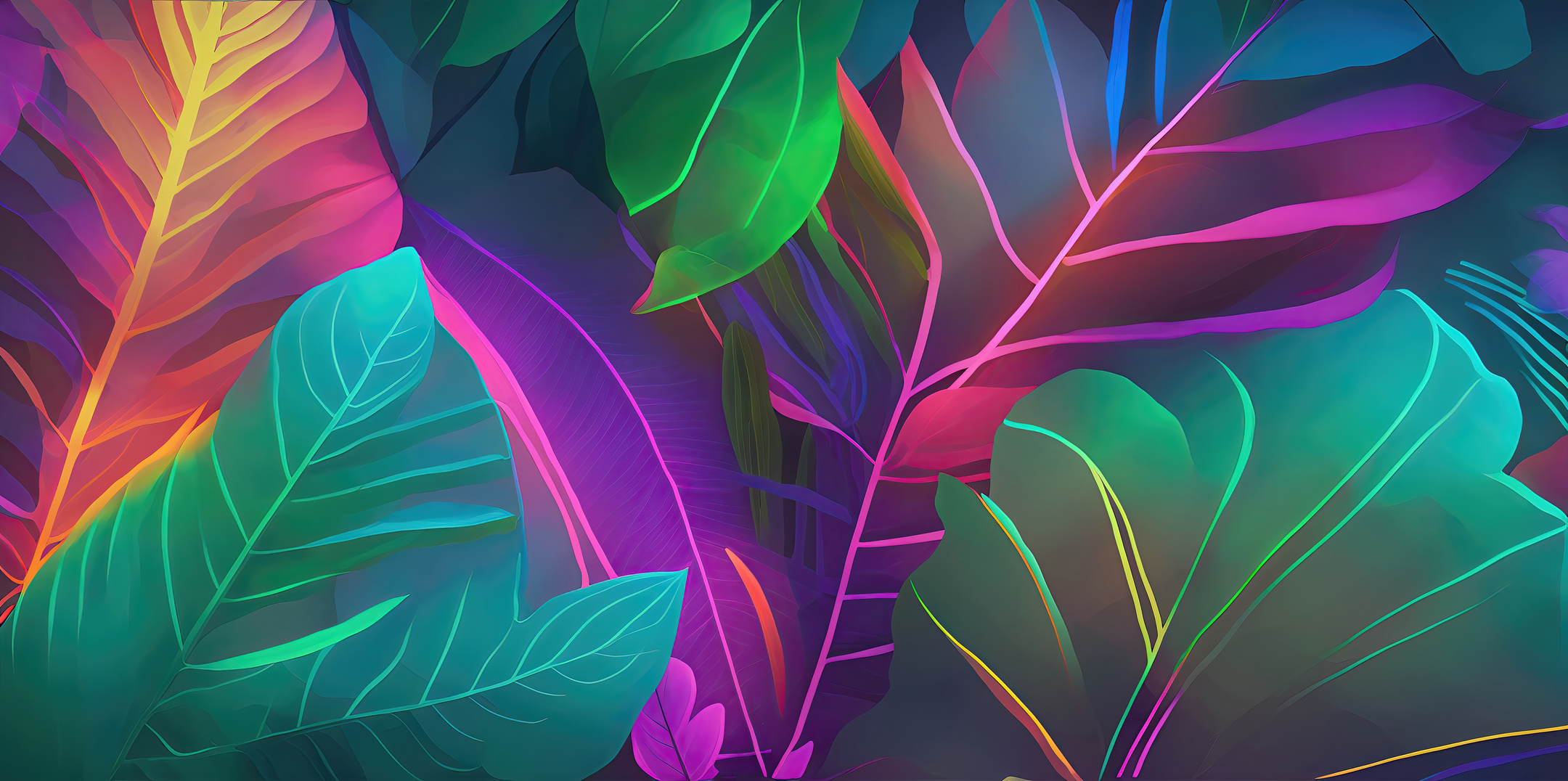Bright neon leaves as a background.